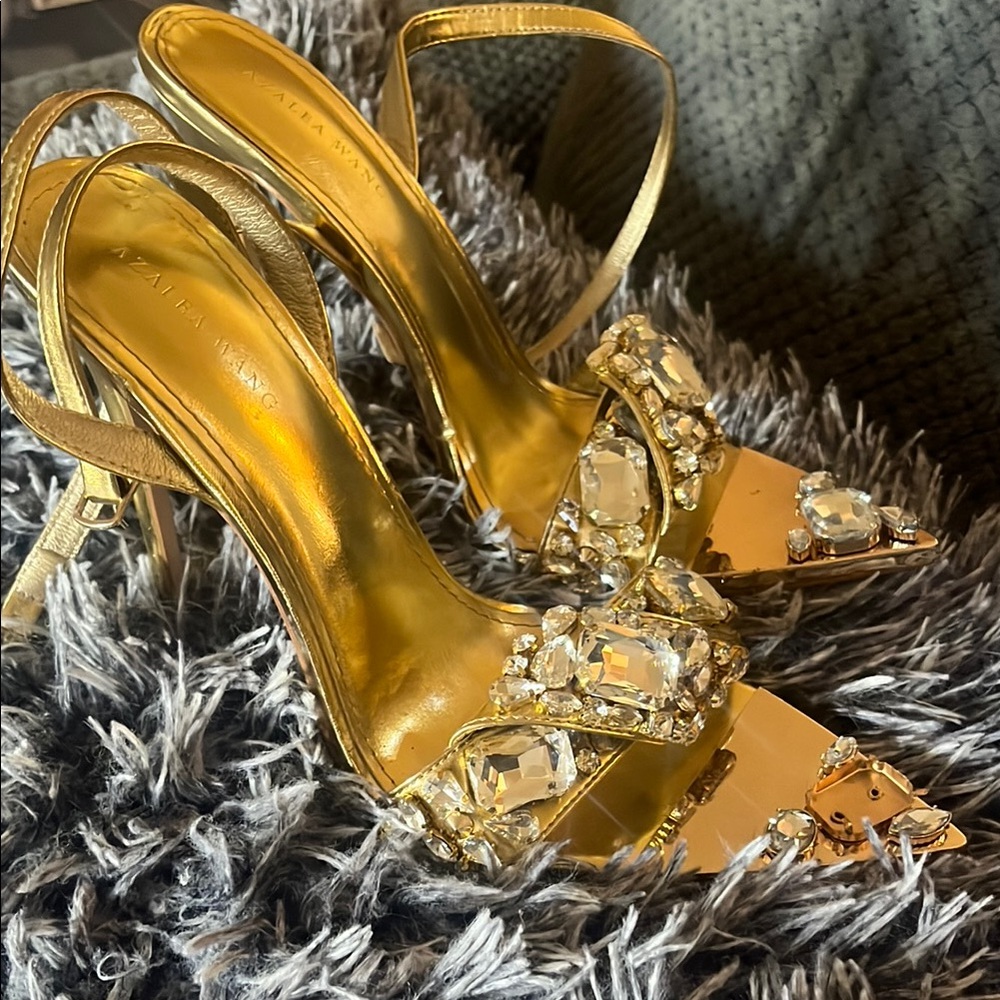 Gold Embellished Women's Heels